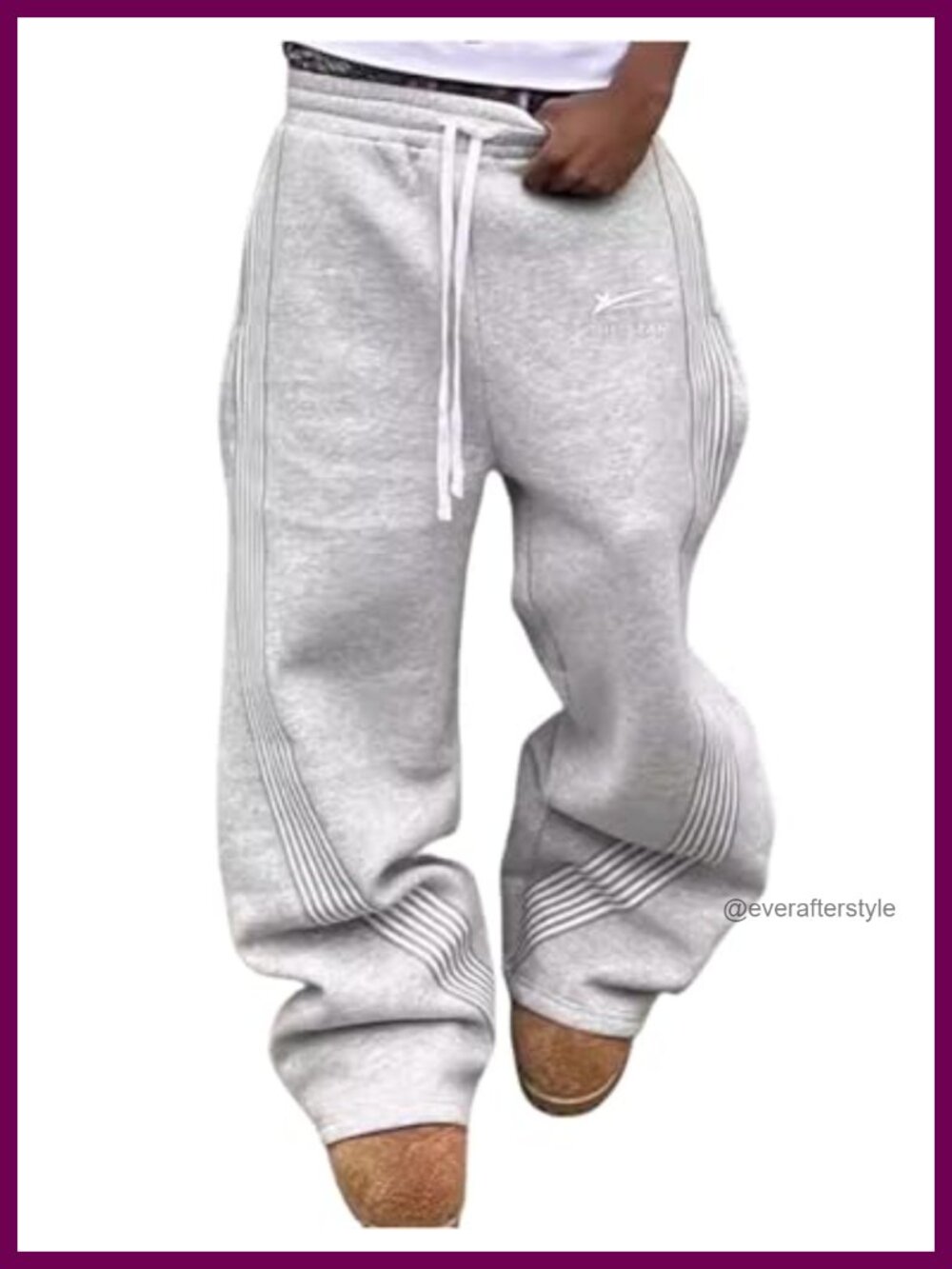 Men's Y2K Graphic Baggy Sweatpants Drawstring Waist Striped Open Bottom Track